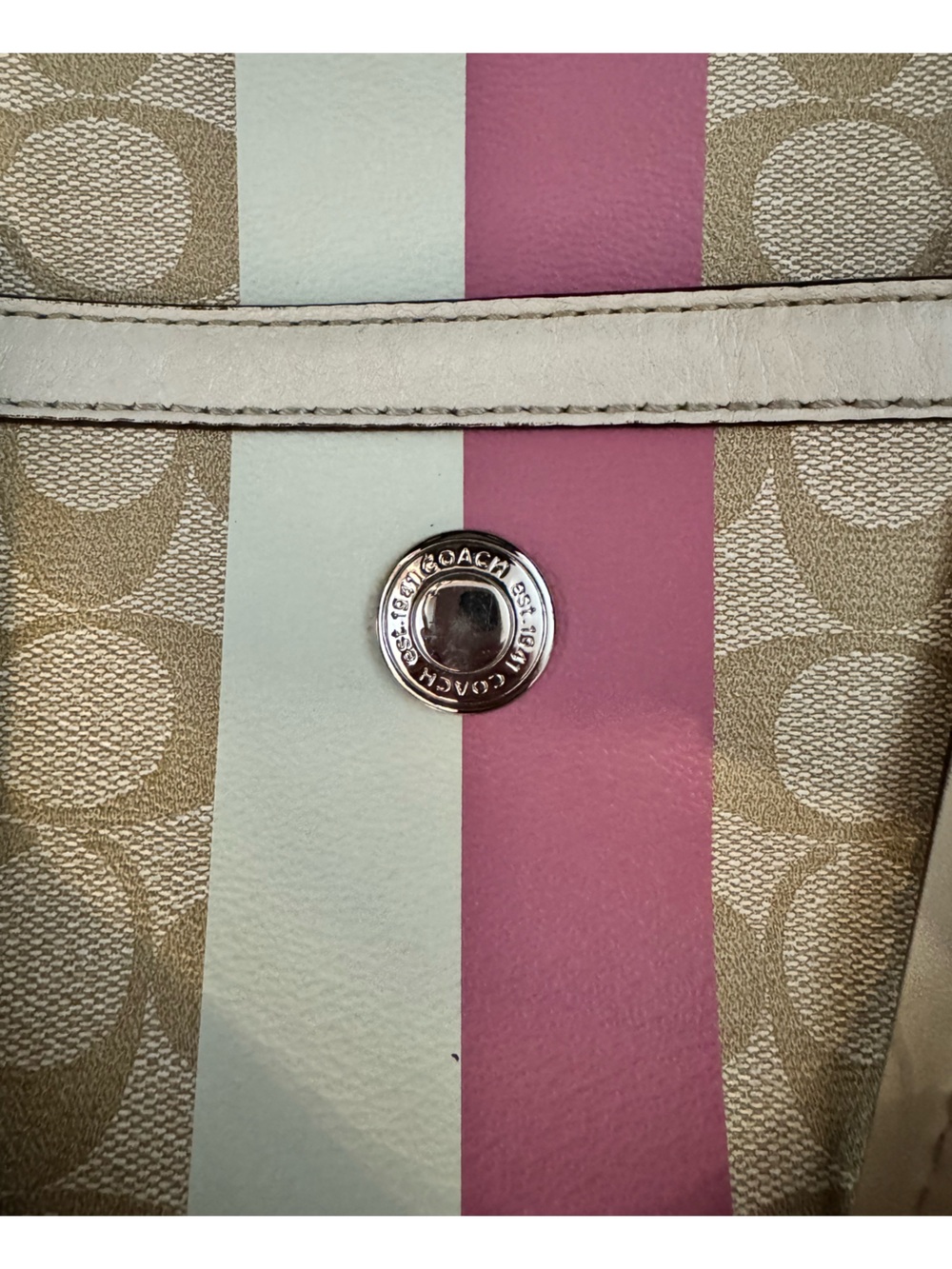 Coach Chelsea Heritage Beige Pink Signature Canvas Tote #14477 - 2010 - EUC - Picture 3 of 12